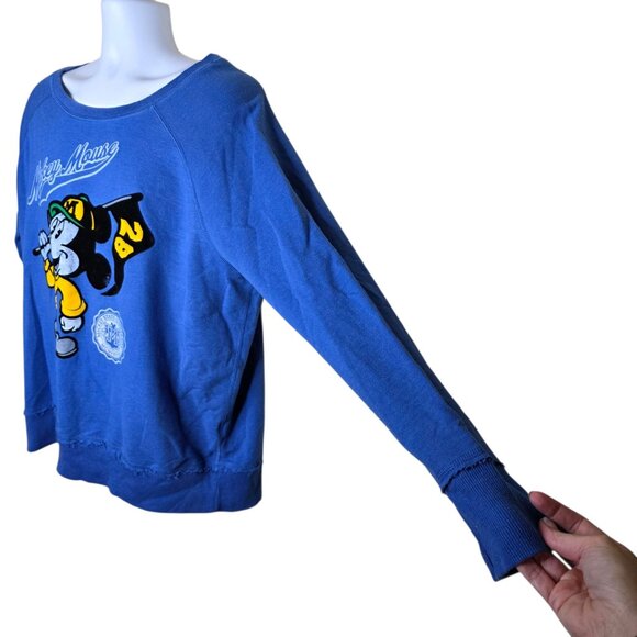 Disney Parks Retro Mickey Mouse State University Sweatshirt Mens Size XXL Blue - Picture 3 of 8